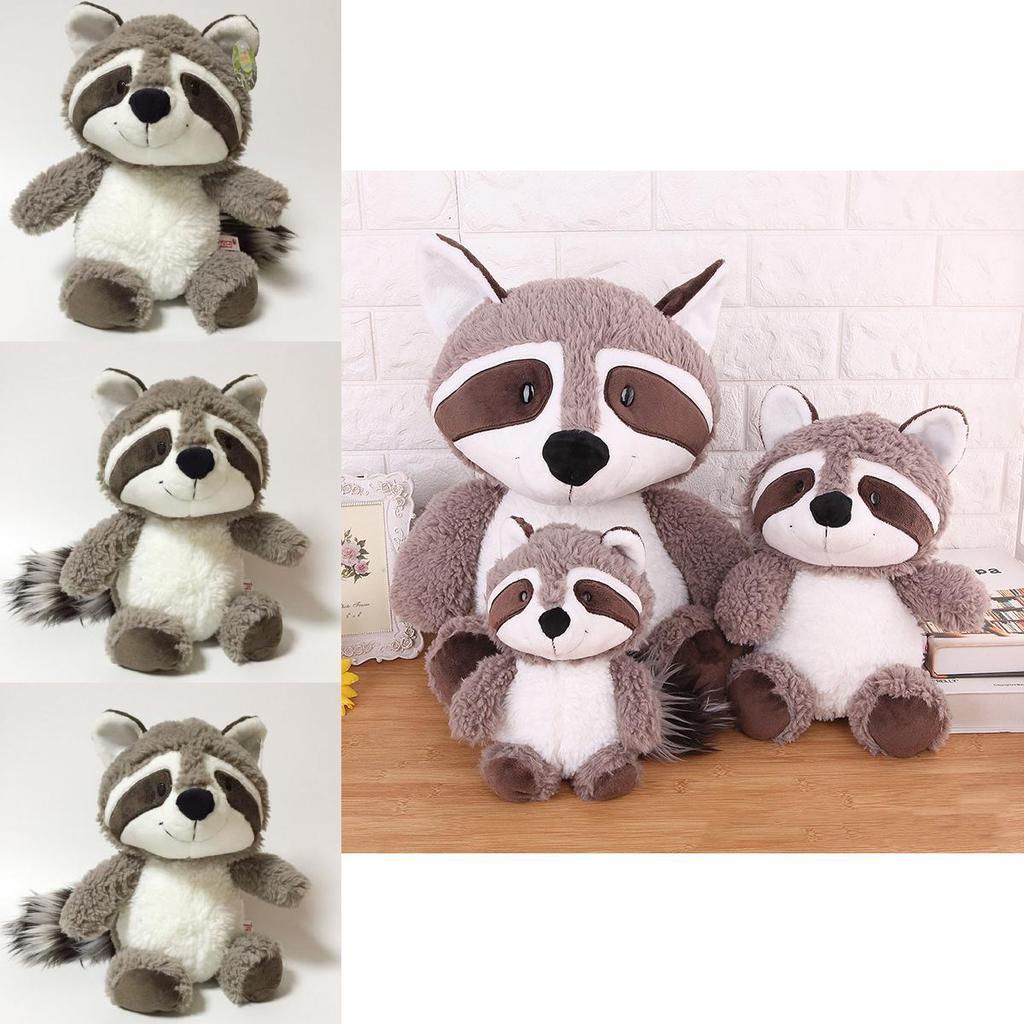 Adorable Big Tail Gray Raccoon Plush Doll Soft Stuffed Animal For Childrens Gift
