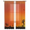 Africa Animal Giraffe Elephant Animal Silhouette Tulle Sheer Curtains Living Room Bedroom Window Curtain Voile Organza Drapes