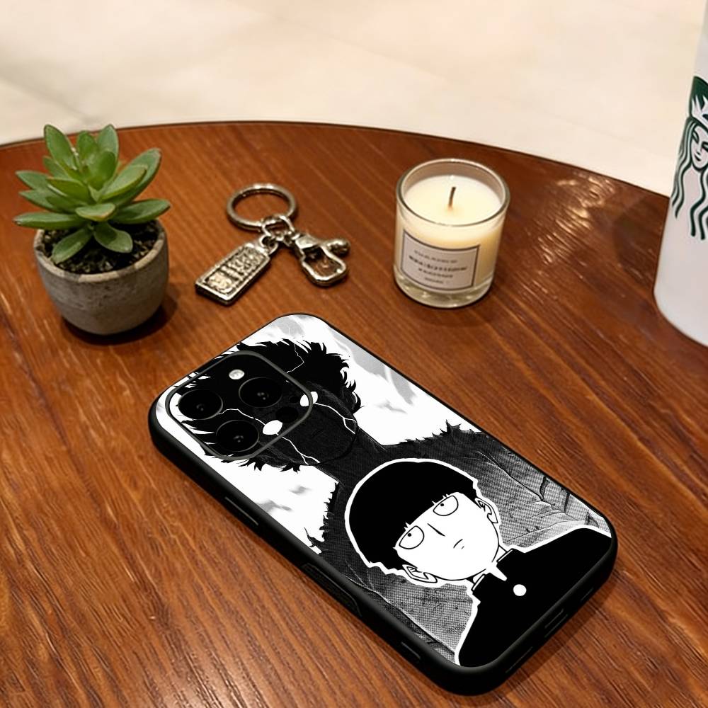 Mob Psycho 100 Phone Case For iPhone 17, 16,15,14,13,12,11 Plus,Pro Max, Others Soft Silicone Black Cover