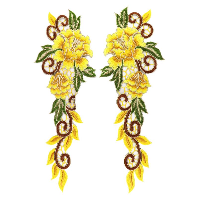 1Pair Dress Embroidered Fabric Sticker Flower Applique Fashion Garment Accessories Sewing DIY Cheongsam Patch Lace Patches