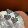 Luxury Diamond-Studded Heart Pendant Earrings for Women - Chic and Trendy Light Fashion
