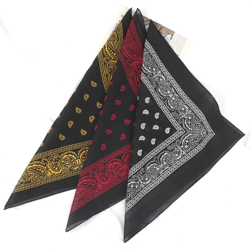 Unisex Cotton Bandana Kerchief Hip Hop Black Hair Band Neck Scarf Sports Headwear Wrist Wraps Head Square Scarves Handkerchief