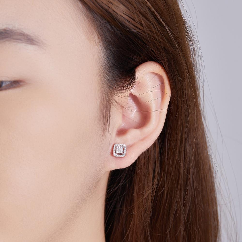 Ultra Luxury Jewelry Earrings Rectangle Moissanite S925 Silver Stud Earrings