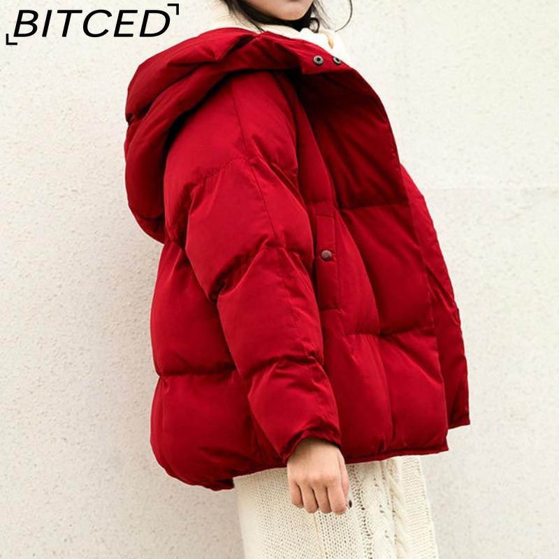 BITCED Winter Coat for Women - Cropped, Oversized Hooded Jacket Puffer Coat / Down Jacket