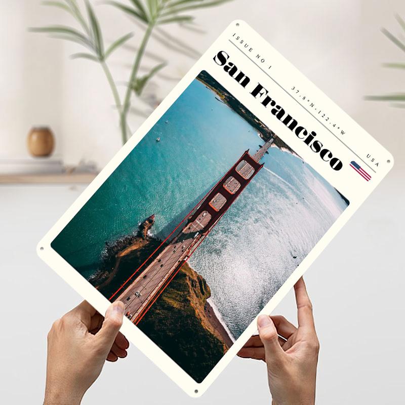San Francisco California Travel Art Printed Poster Customized Wall Art Retro Vintage Metal Tin Signs for Room Bedroom Decoration
