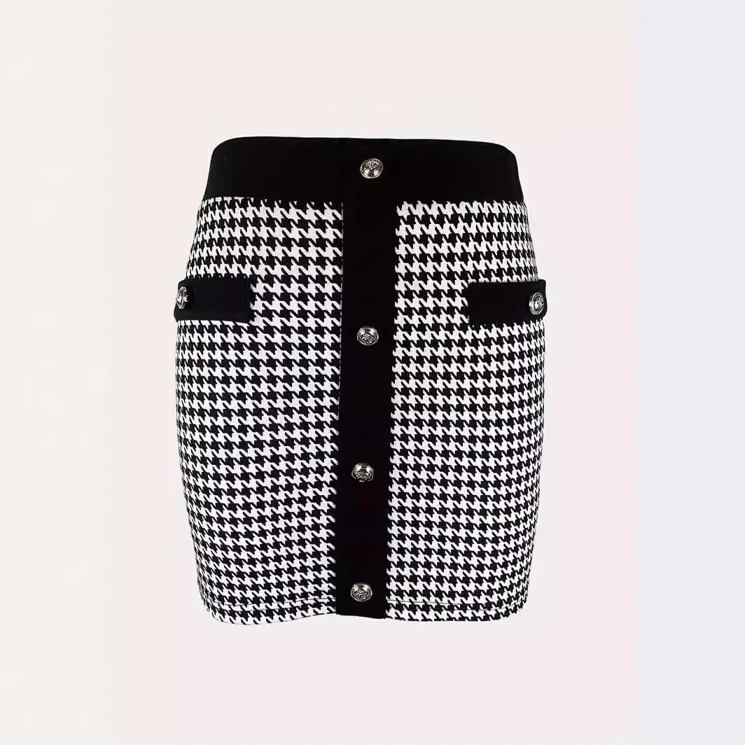 

Женская летняя элегантная эластичная короткая полуюбка на пуговицах XXL белый/чёрный