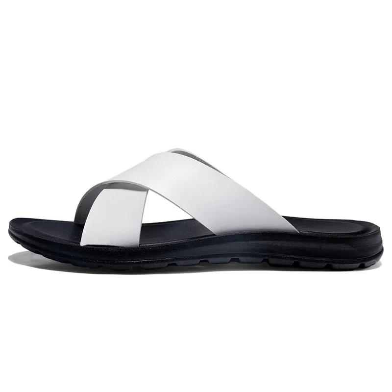 Fashion Slippers for Men Italian Leather Slippers Summer New Beach Shoes for Men Fashion Outdoor Casual Flat Slippers Big Size47 Slides