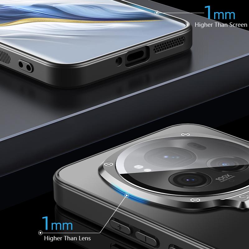 Husă Mată pentru Honor Magic6 Pro 5G Cadru Metalic pentru Obiectiv PC+TPU Husă Telefon cu Folie pentru Obiectiv