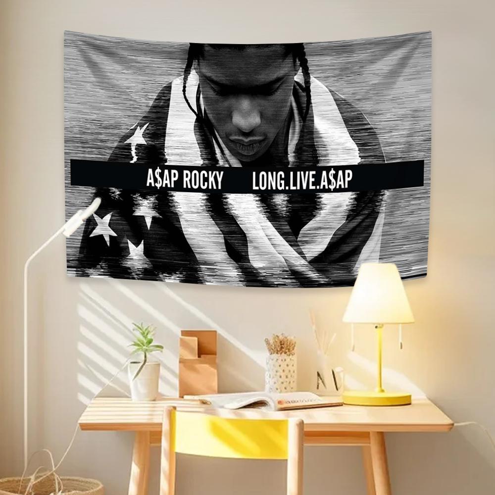 Asap Rockys Flags Rapper Tapestry Room Decor Aesthetic Music Album Art Posters Wall Hanging Bedroom Concert Background Fans Gift