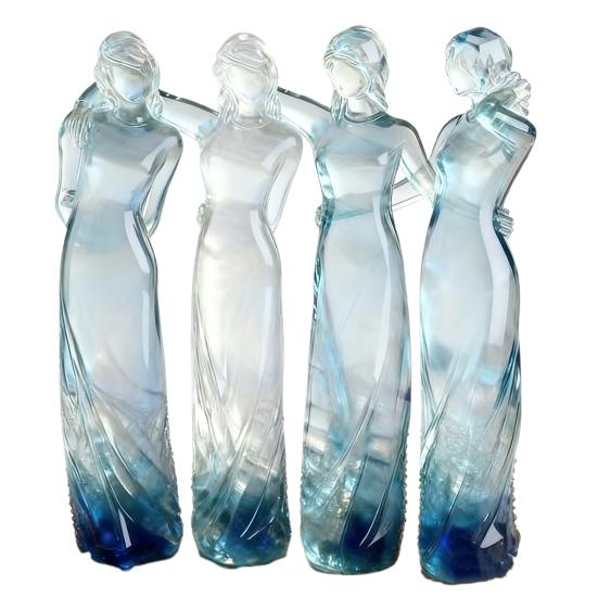 Goddess Figurine Resin Tinted Goddess of Hope Sisters Sculpture Transparent Gradient Blue Woman Statue for Table Mantel Bookshelf Decor