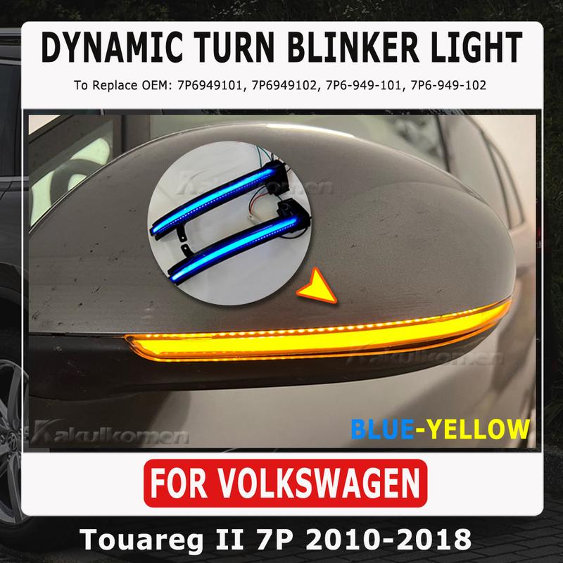 2Pcs For VW Touareg II 2010 2011 2012 2013 2014 2015 2016 2017 2018 LED Dynamic Mirror Blinker Light Sequential Turn Signal Lamp