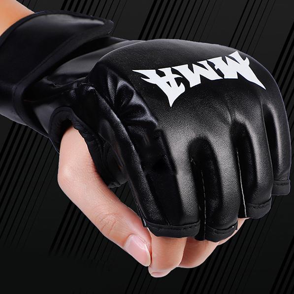 1 pár Půlprsté pěsti Dobrý tlumicí výkon Dutá dlaň Zesílené boxerské rukavice Černé MMA