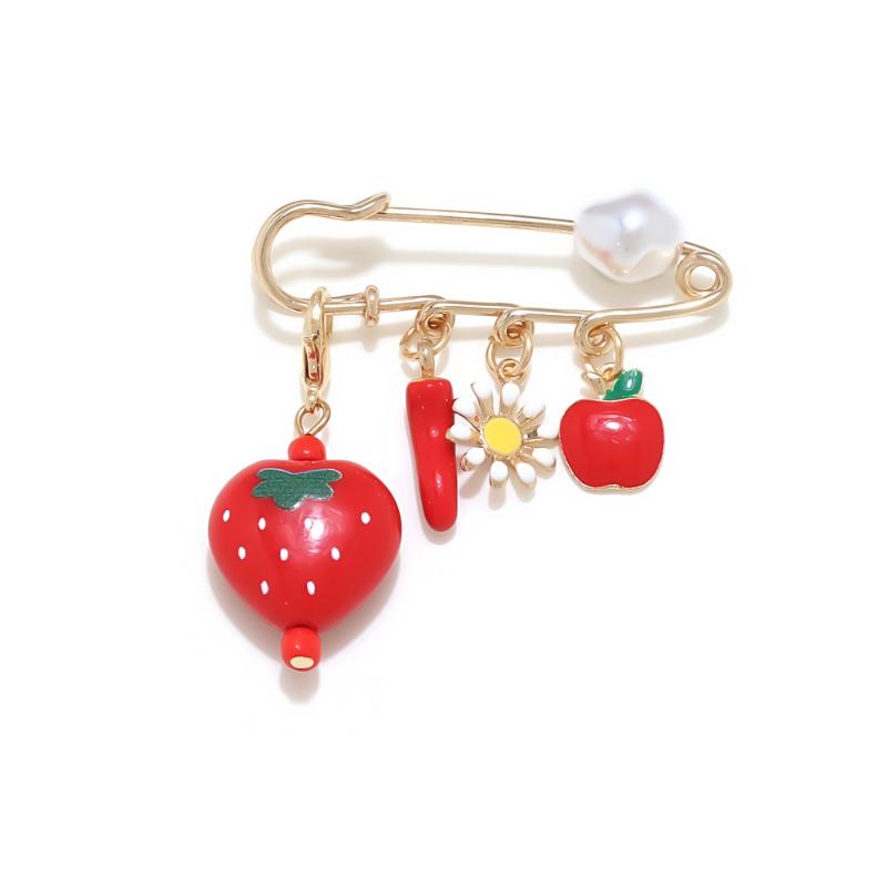 Ozean-Element Brosche für Damen Quasten-Kette Mit Stilvollem Erdbeer-Herz-Design Für Mode