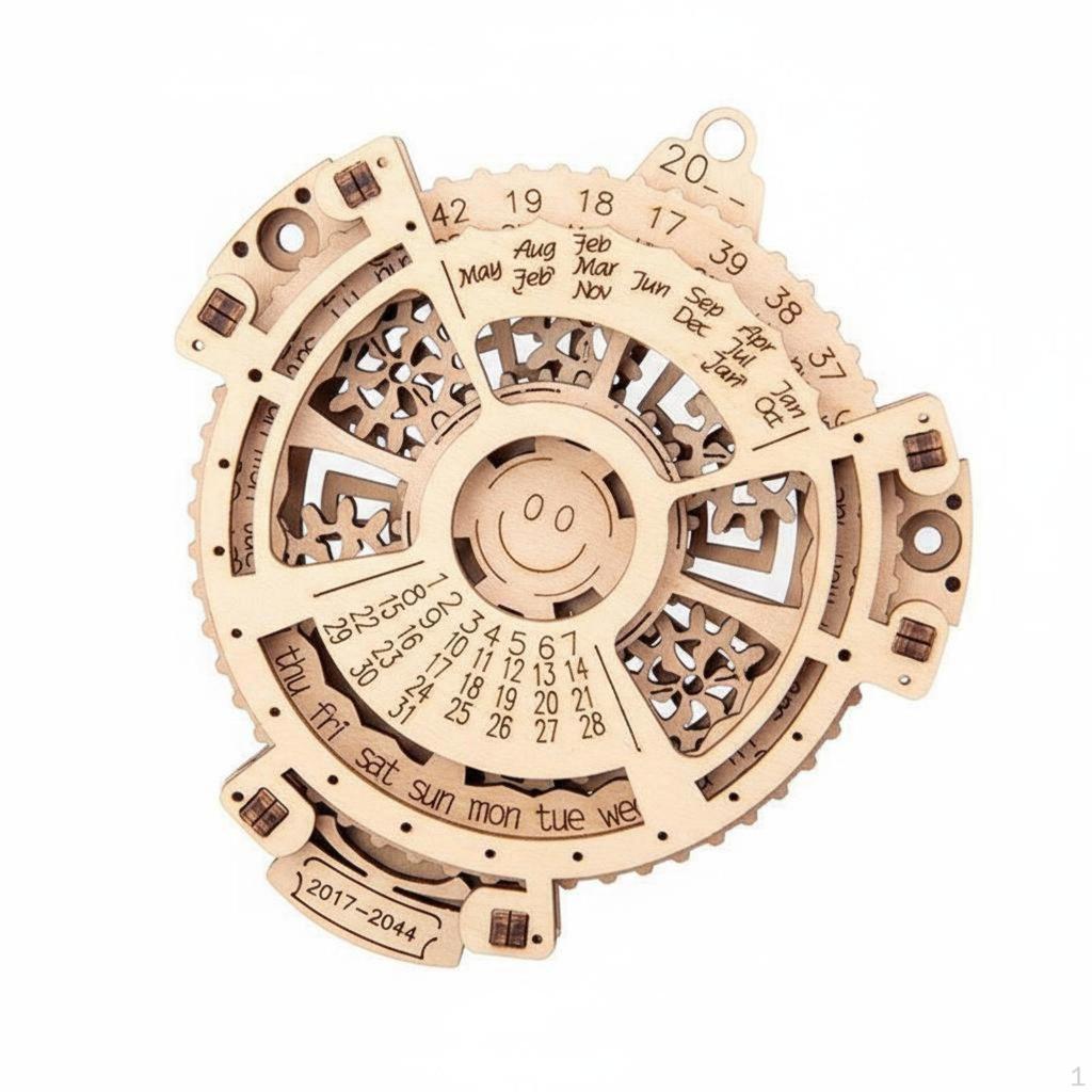 3D Wooden Puzzle Calendar Creative Gift DIY Mechanical Moving Gears Cut Wood Model for