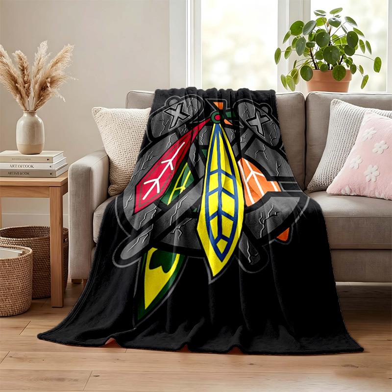 Chicago Blackhawks Blanket Flannel Blanket Soft Cozy Plush Throw for Sofa Bed Lightweight Home Decoration
