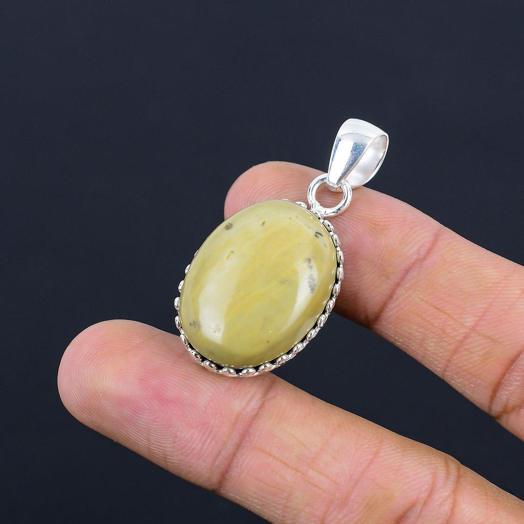 925 Silver Natural Polychrome Jasper Engagement Bezel Elegant Pendant Jewelry