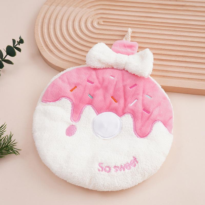 1Pcs Cute Donut Towel with Hanging Function Absorbent and Soft Not Easy To Shed Hair Kitchen and Bathroom Small Towel