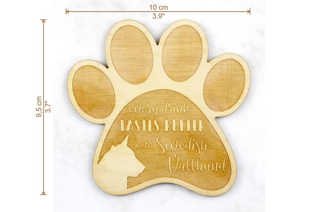 Swedish Vallhund, Swedish Cattle Dog, Swedish Shepherd - Mug coaster, engraved coaster with dog, gift for dog lover by Art-Dog brand