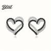 Rhinestone Heart Jewelry Overlapping Hearts Set Black White Necklace