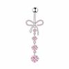 Pink Stainless Steel Navel Piercing Long Dangled Body Jewelry Shiny Zircon Belly Button Ring  Men