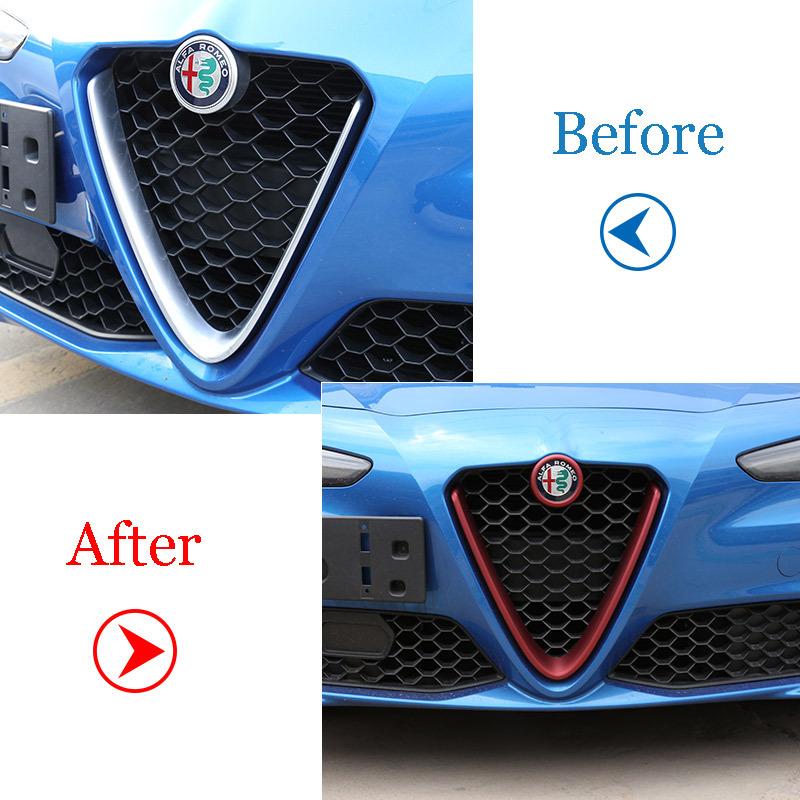 For Alfa Romeo Giulia Stelvio 2017 2018      ABS Plastic Front Grill Decoration Frame Car Accessories