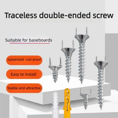 50PCS Double Headed Steel Galvanized Nail Sturdy Invisible Headless Nail with Accessories Sheep Horn Nail Decoration Work