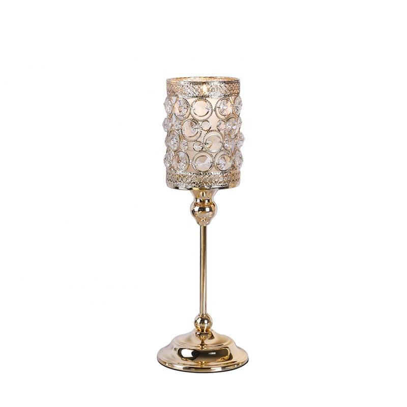 Wedding Decoration American Crystal Candle Stand Golden Silver Candle Holder Luxury Table Lamp