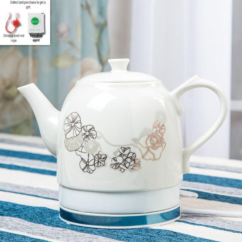 Blue & White Porcelain Electric Kettle: Large Capacity, Automatic Power-Off, Perfect for Home Tea Boiling.