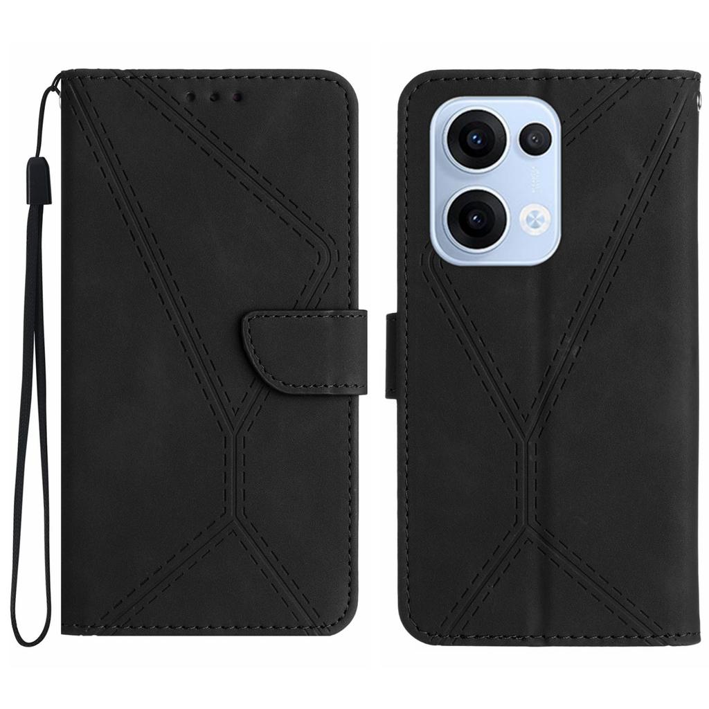 Pro Oppo Reno13 5G (Globální) Pouzdro Skin Touch Lines Vytištěné PU Kůže Vyklápěcí Kryt na Telefon