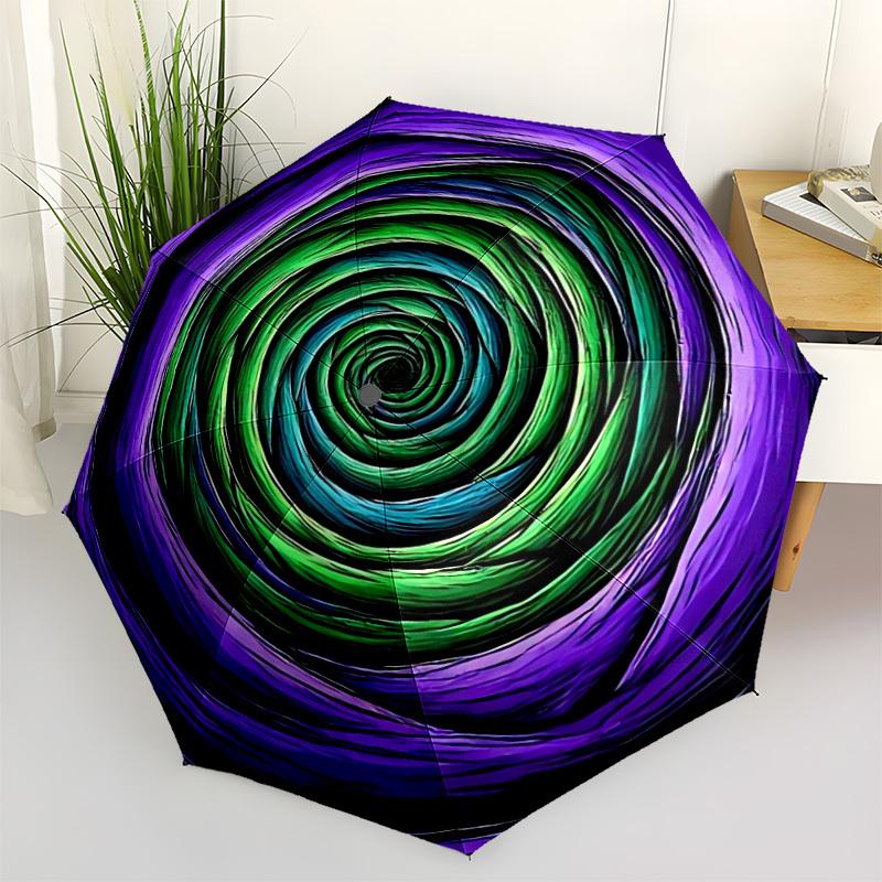 

1pc Spiral Pattern Automatic Open/Close Folding Umbrella - Compact 8-Rib Design, Daily Use, Perfect Gift for Friends & Family yy251124202