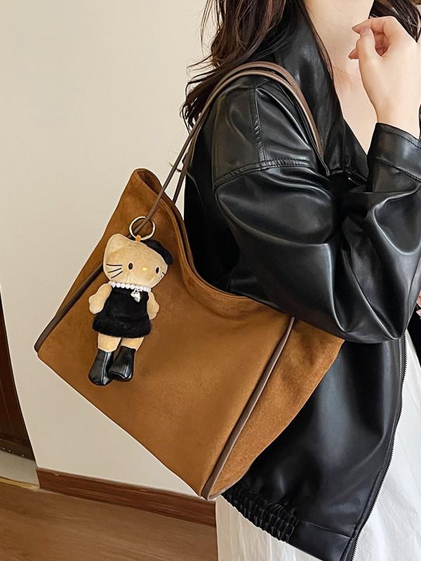 Retro Suede Versatile Shoulder Tote - High-End Fashionable Large Capacity Bag