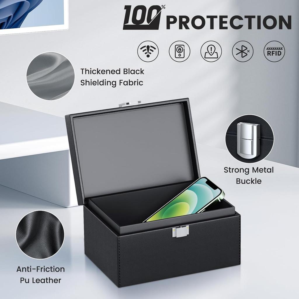 Faraday Key Fob Protector, Faraday Box For Car Keys With 2 PACK Faraday Bags, RFID Box For Car Keys, Car Key Signal Blocking Box Box For Car Security