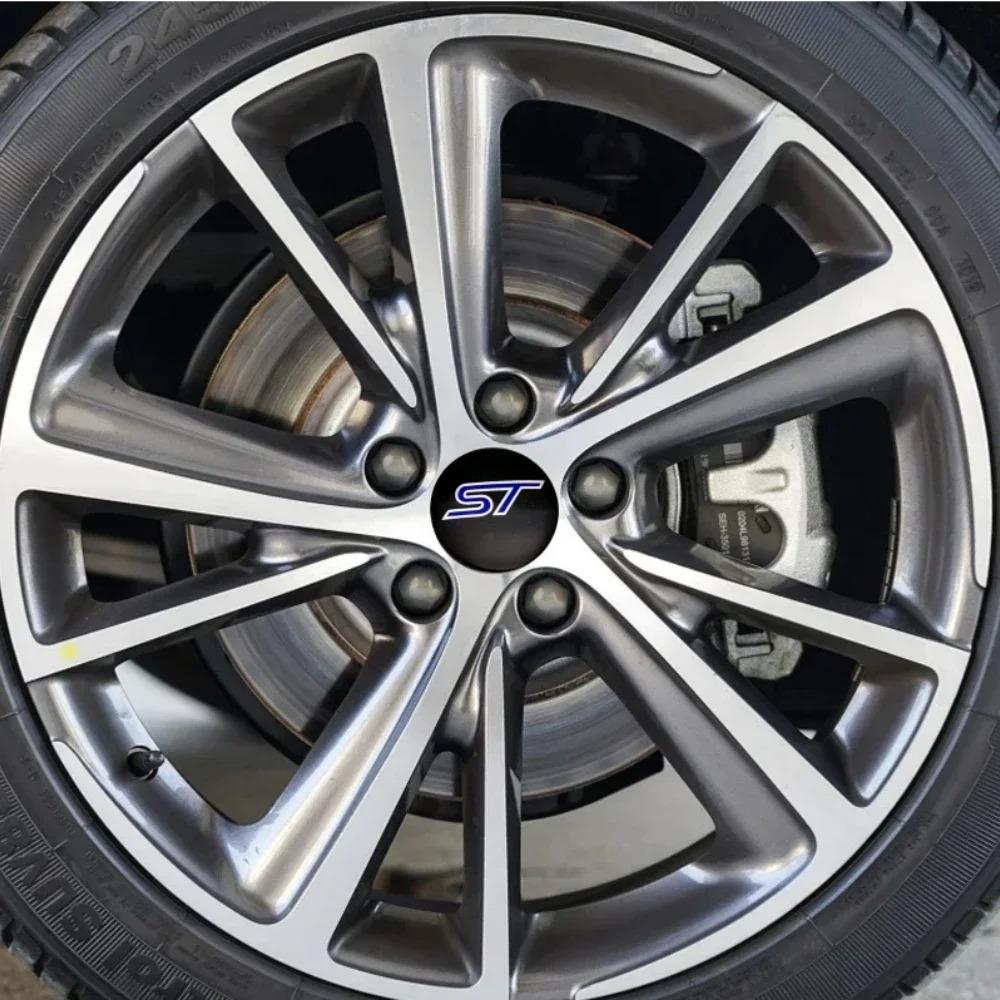 AJD1 4pcs 56MM 60MM ST Logo Emblem Car Wheel Center Caps Sticker Accessories For FORD Focus Kuga Explorer Mondeo Everest S-MAX