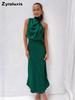 Luxury Satin Sleeveless Dress for Women - Elegant Evening Gown for  Spring/Summer Collection