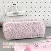 Leopard Print Pencil Case Fuzzy Plush Large Capacity Dust-proof Stationery Storage Bag for Primary Middle Students