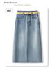 Summer 2025 Women's High-Waist Blue Denim Midi Skirt - Slimming A-Line for Pear-Shaped Bodies
