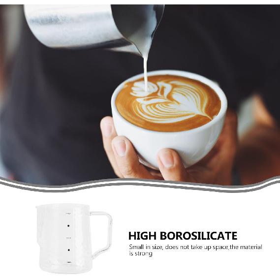 jojofuny Coffee Milk Frothing Pitcher Glass Measuring Cups Mixing Glass Mug with Handle 500ml for Espresso Steaming Measure Latte Art Measuring Cup