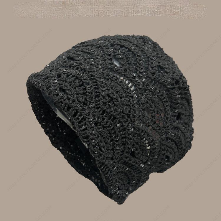 

Handmade knitted hollow bag head hat women s autumn and winter western Sichuan travel wool stacking hat pullover hat Average size (58-60cm)