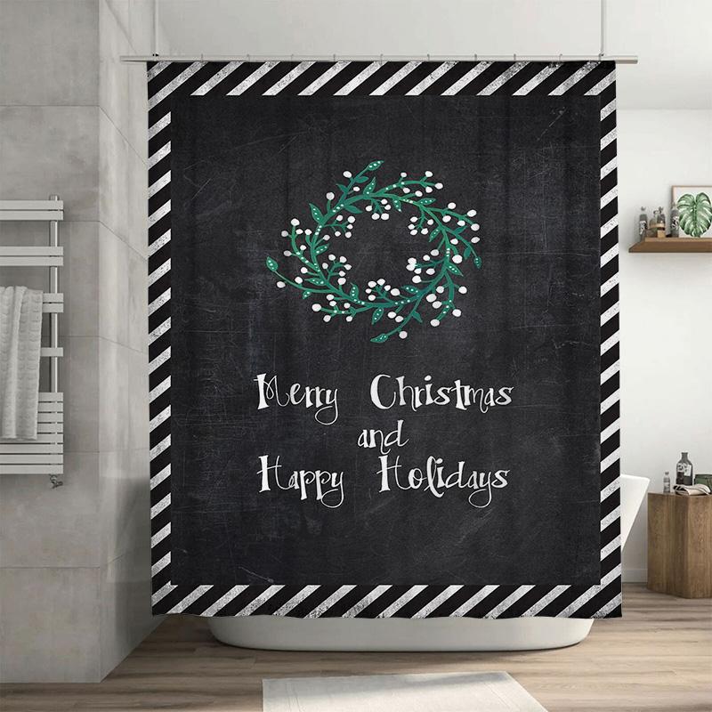 

Tuniu Festive Merry Christmas Bathroom Shower Curtain Holiday Decor Cute Fun Festive Pattern Waterproof Home Textile Room Divide W60H190(CM)-1 Pcs