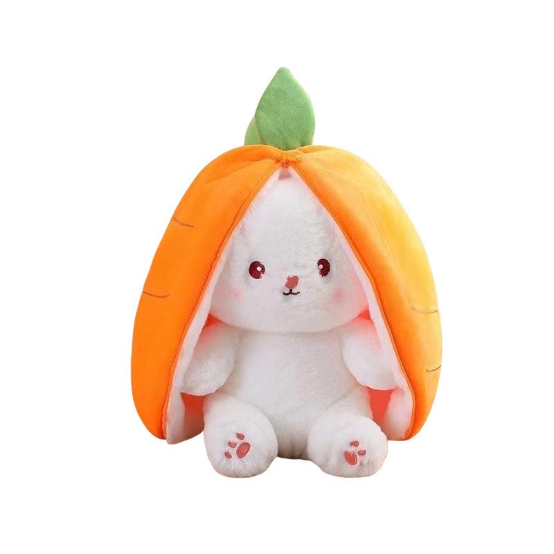 Strawberry Carrot Rabbit Plush Doll - Cute Transforming Girl's Sleeping Pillow