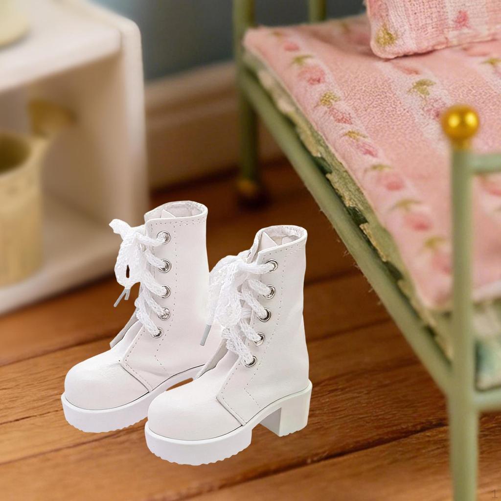 1/ Doll Shoes Photo Props PU Leather Cool Trendy Casual Mini Miniature Model Boots for Female Action
