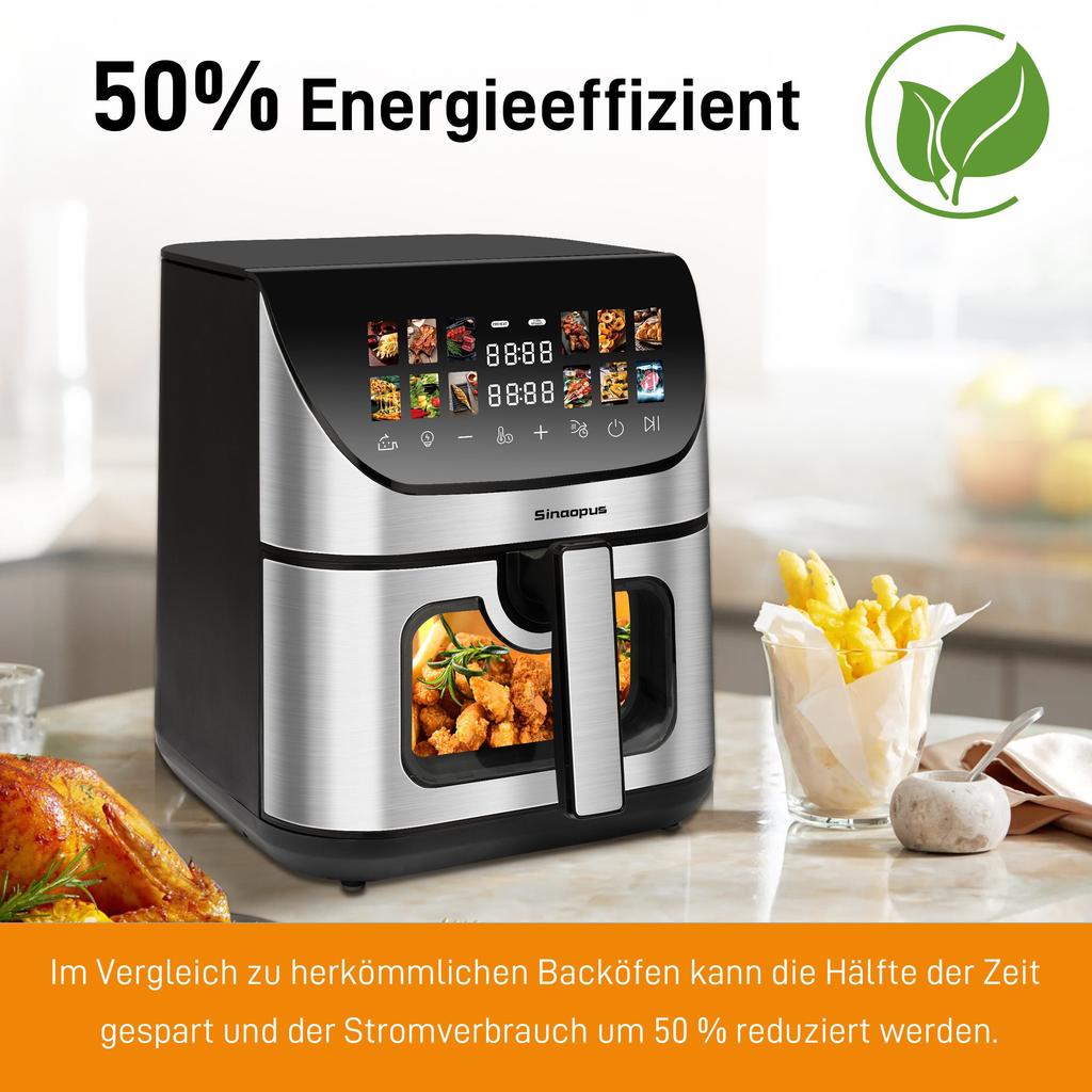 Air Fryer XXL Airfryer 8.5L Airfryer with Viewing Window & Color Display, 12 Programs, Color LED Touchscreen, Easy Cleaning