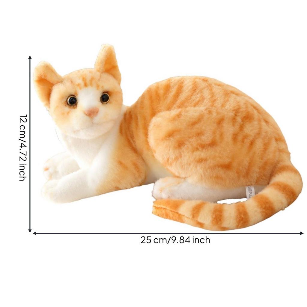 3D Simulation Cat Soft Doll Realistic Lying for Kids, Bedroom, Reading Corner,