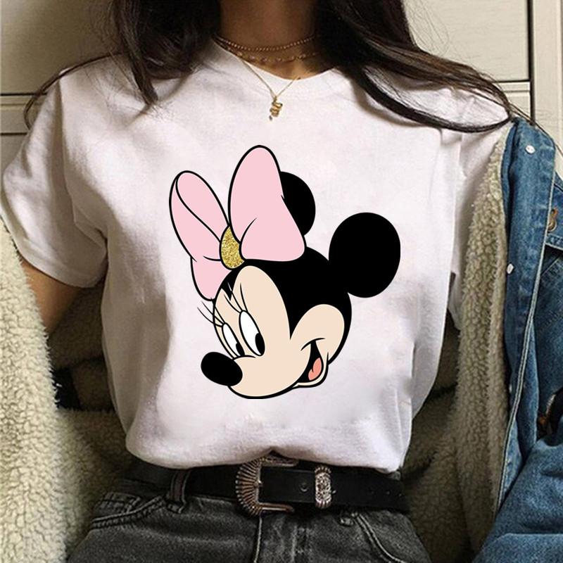 Y2k 90s Fashion T Shirts Gothic Fashion Mickey Tshirt Minnie Mouse Print T-shirt Women T Shirt Female Clothes Kawaii Disney