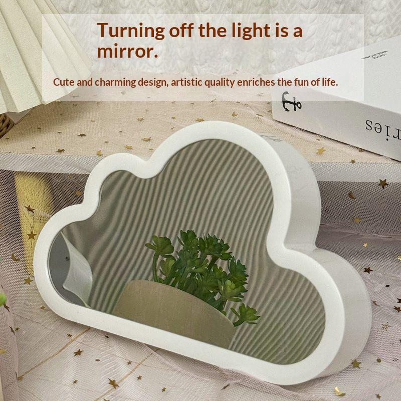 Cloud Shape Tulip Night Light Diy Mirror Flower Atmosphere Lamp Desktop Ornament Creative Handmade Gift For Bedroom Decoration
