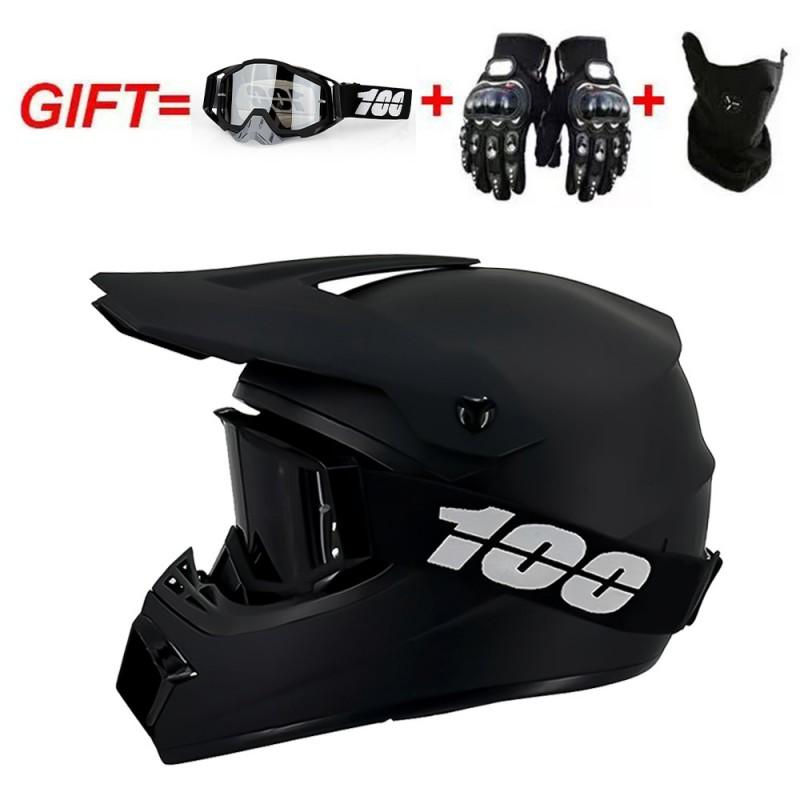 Full Face Motorcycle Helmet With Included Goggles Cover Gloves - All Season ABS Safety Gear Off-Road MTB ATV Riding