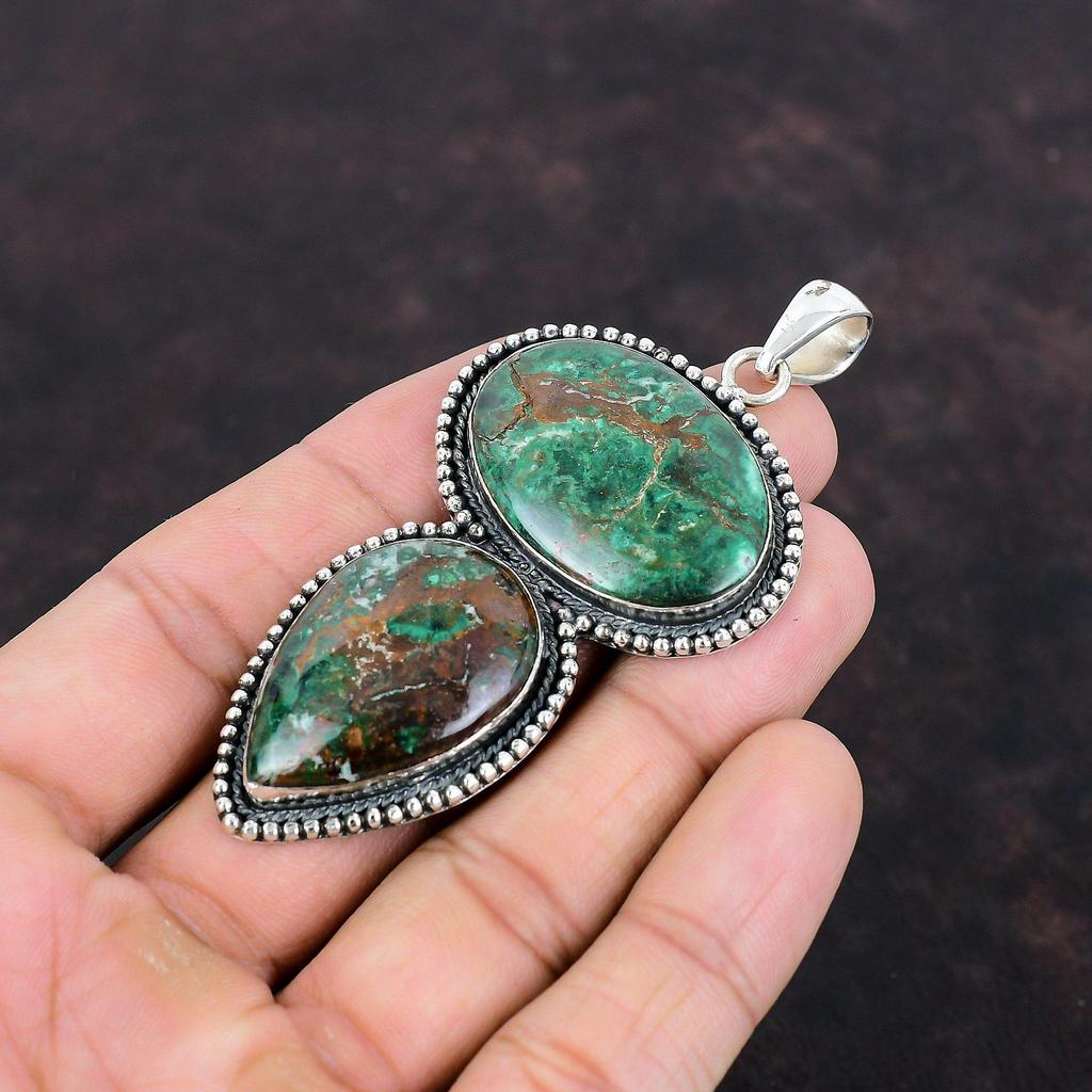 Cuprite Chrysocolla Pendant 925 Sterling Silver Pendant Gemstone Jewelry Vintage Pendant Handmade Ethnic Pendant Gift For Mom Dainty Jewelry