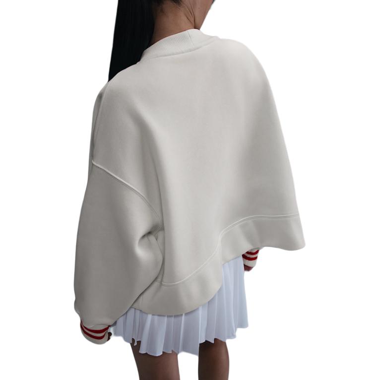 Nike Striped Loose Fit Single-Breasted Long Sleeve Knit Sweater Women tops White HJ0947-133