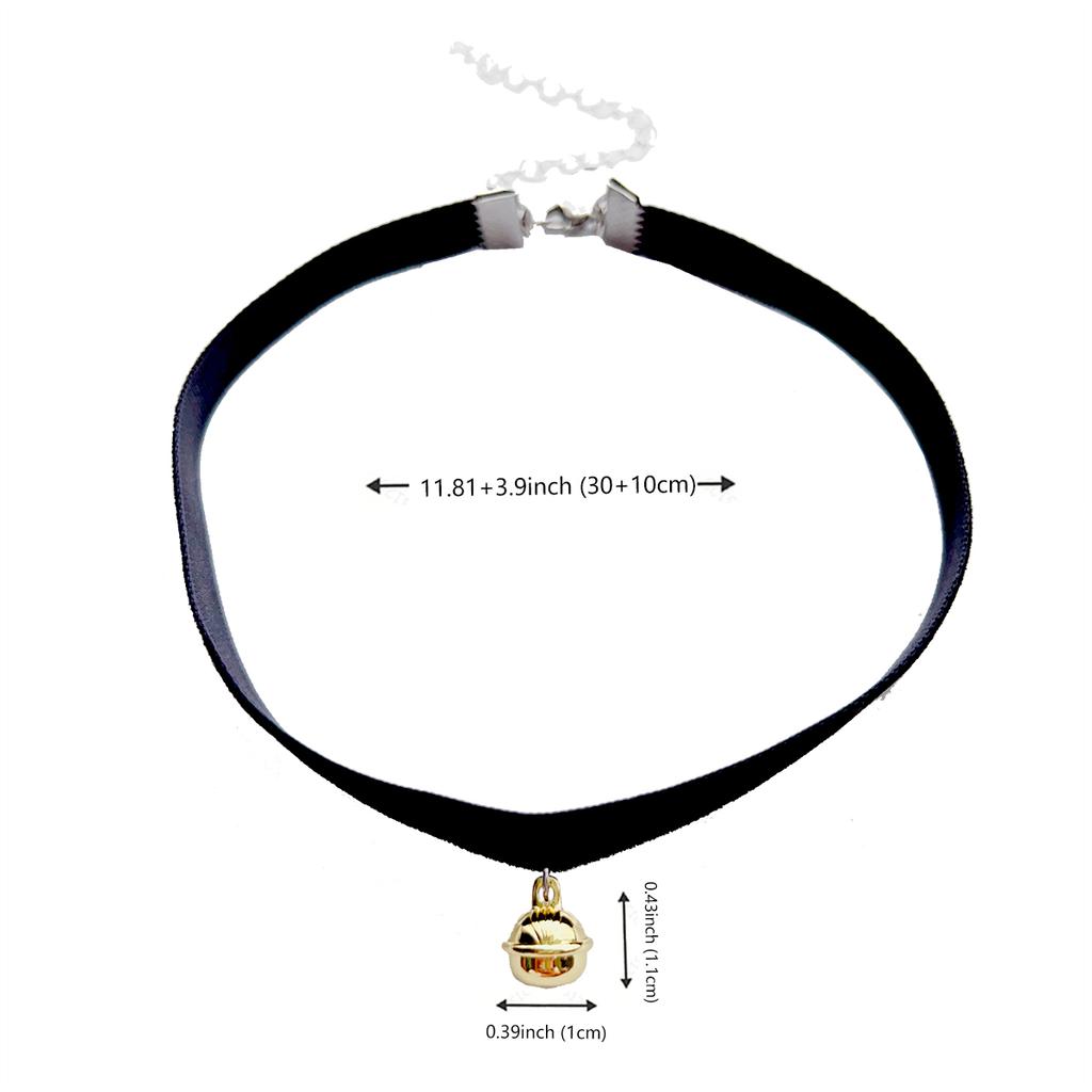 Gargantilla de terciopelo dulce y linda con colgante en forma de campana para cuello de chica