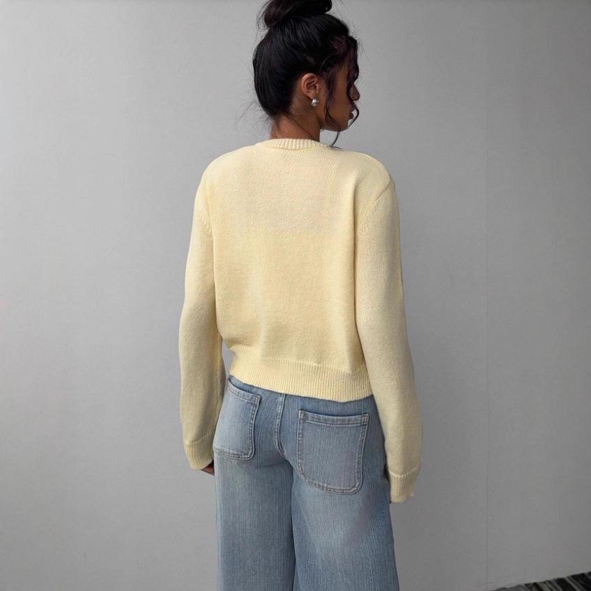 Women's Long Sleeve Knit Cardigan - Soft, Short, Loose, Slimming Autumn/Winter 2025